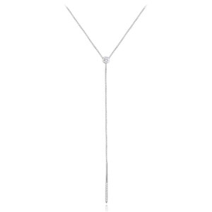 Naszyjnik srebrny z podłużną zawieszką z cyrkoniami