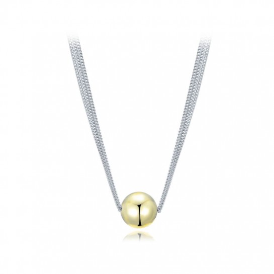 Naszyjnik srebrny z trzema łańcuszkami i pozłacaną kulką