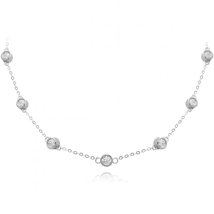 Naszyjnik srebrny z wieloma cyrkoniami