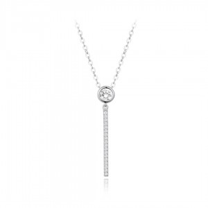 Naszyjnik srebrny z zawieszką - cyrkonia z długim patyczkiem