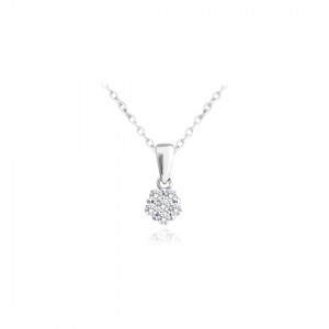 Naszyjnik srebrny z zawieszką - kwiat z cyrkoniami