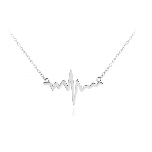 Naszyjnik srebrny z zawieszką -  linia życia (wykres EKG)
