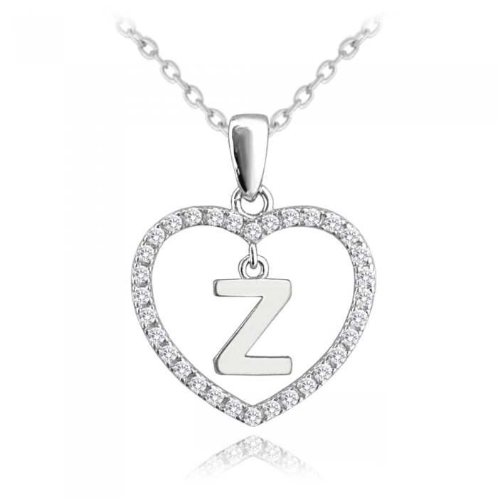 Naszyjnik srebrny z zawieszką - serce z literką "Z"