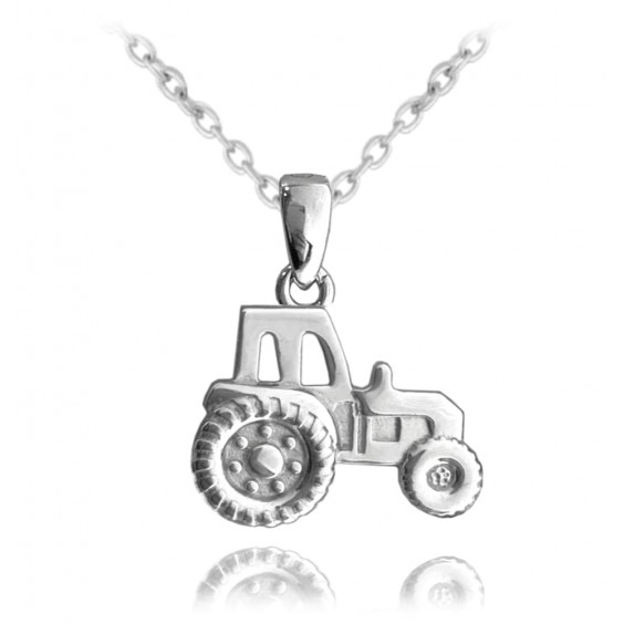 Naszyjnik srebrny z zawieszką - traktor