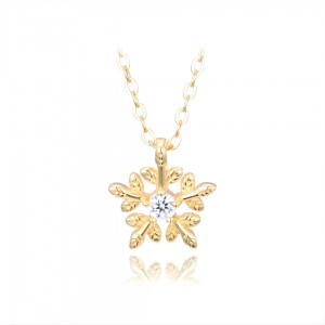 Naszyjnik srebrny złocony - śnieżynka (płatek śniegu)