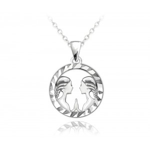 Naszyjnik srebrny znak zodiaku - bliźnięta