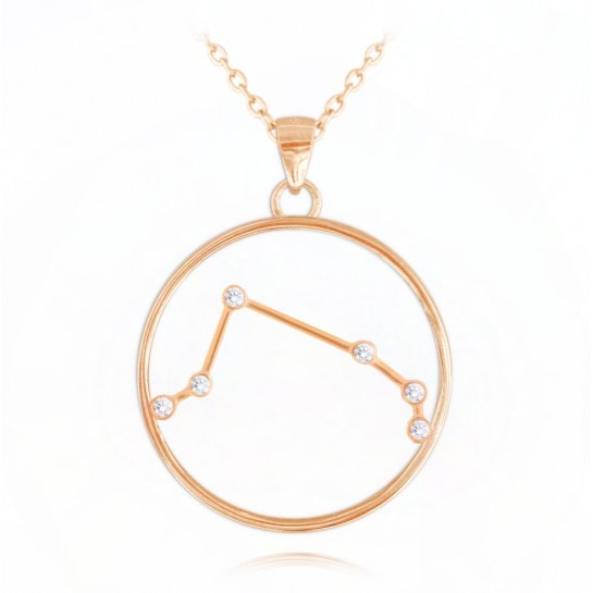 Naszyjnik srebrny (rose gold) znak zodiaku Stars - BARAN