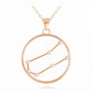 Naszyjnik srebrny (rose gold) znak zodiaku Stars - BLIŻNIĘTA