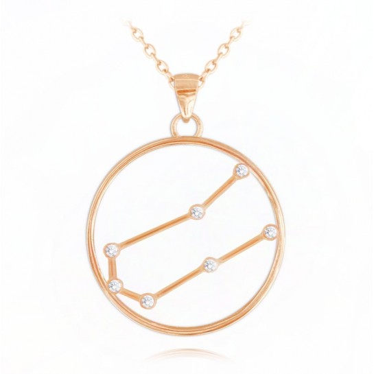 Naszyjnik srebrny (rose gold) znak zodiaku Stars - BLIŻNIĘTA