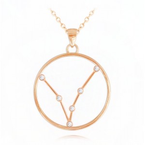 Naszyjnik srebrny (rose gold) znak zodiaku Stars - RYBY