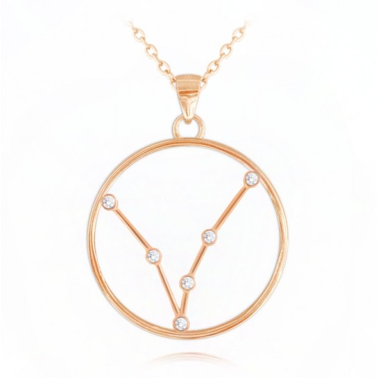 Naszyjnik srebrny (rose gold) znak zodiaku Stars - RYBY