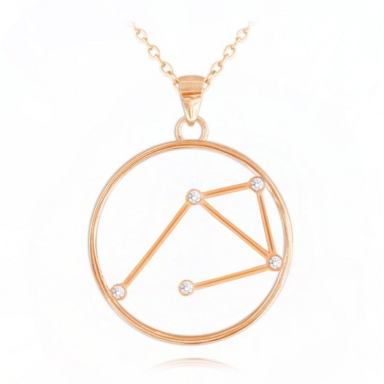 Naszyjnik srebrny (rose gold) znak zodiaku Stars - WAGA