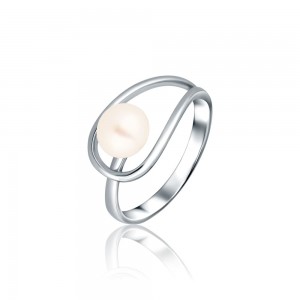 Pierścionek srebrny 925 perła w pętli