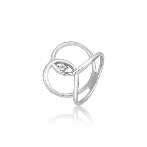 Pierścionek srebrny 925 przeplatany z cyrkonią