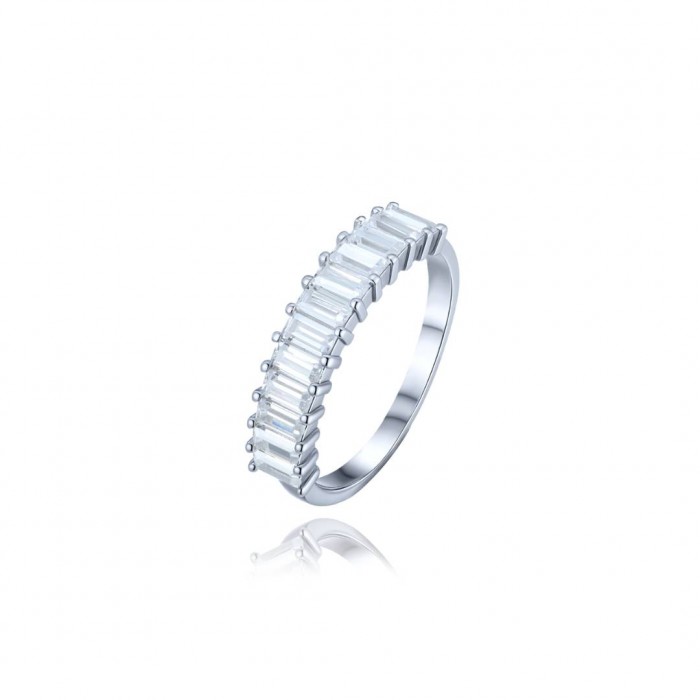 Pierścionek srebrny 925 cyrkonie baguette