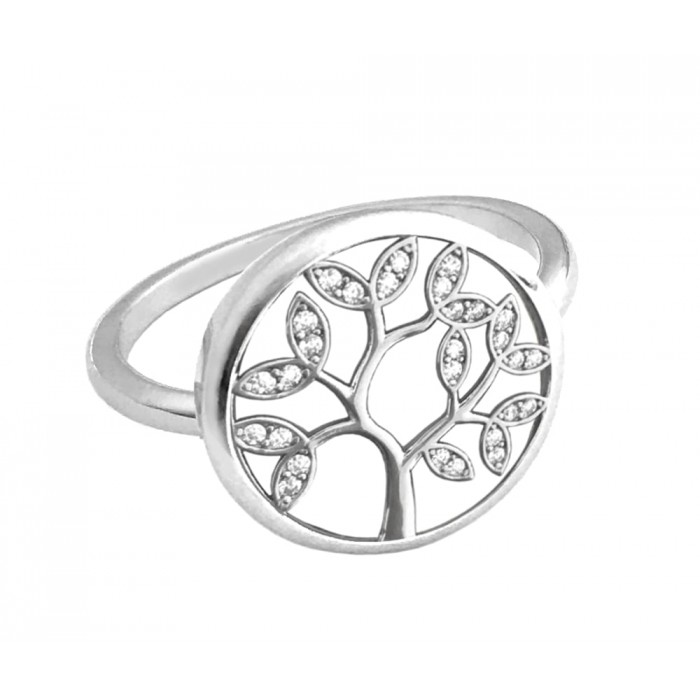 Pierścionek srebrny - drzewo życia z cyrkoniami