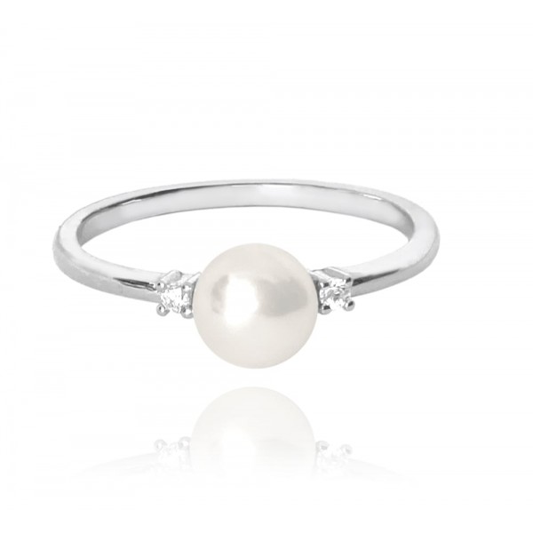 Pierścionek srebrny - elegancki z perłą