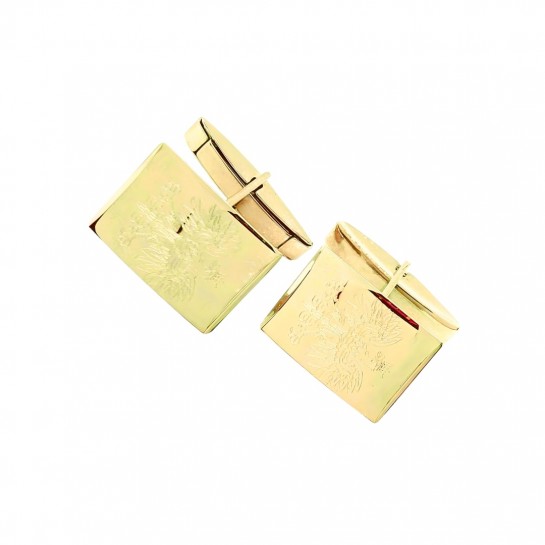 Srebrne spinki do mankietów - pozłacane z grawerowanymi orłami