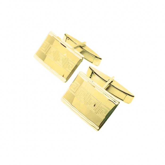 Srebrne spinki do mankietów - pozłacane z greckim wzorem
