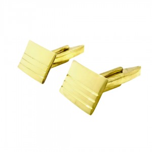 Srebrne spinki do mankietów - pozłacane z trzema liniami