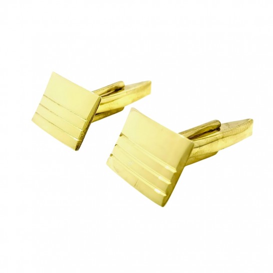Srebrne spinki do mankietów - pozłacane z trzema liniami