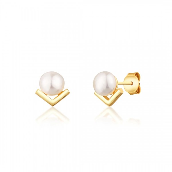 Kolczyki srebrne pozłacane - wkrętki z drobnymi perłami 