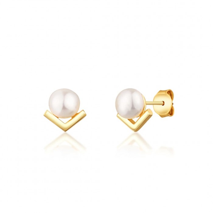 Kolczyki srebrne pozłacane - wkrętki z drobnymi perłami 