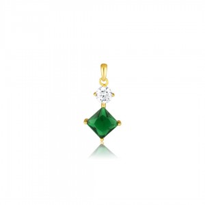 Pozłacana zawieszka srebrna – szmaragdowa zieleń i cyrkonia