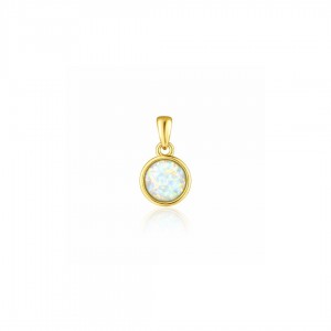 Srebrna pozłacana zawieszka z białym opalem syntetycznym