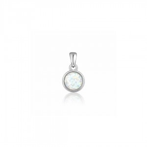 Srebrna zawieszka z białym opalem syntetycznym
