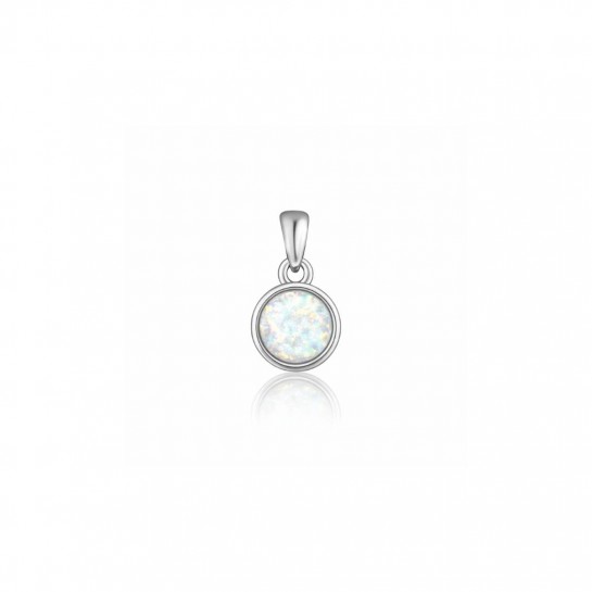 Srebrna zawieszka z białym opalem syntetycznym