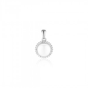 Srebrna zawieszka z perłą słodkowodną otoczoną cyrkoniami