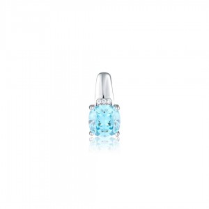 Zawieszka srebrna 925 - błękitna kwadratowa cyrkonia
