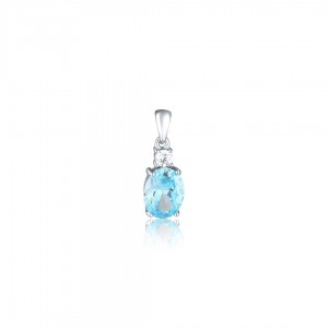 Zawieszka srebrna 925 - błękitna owalna cyrkonia