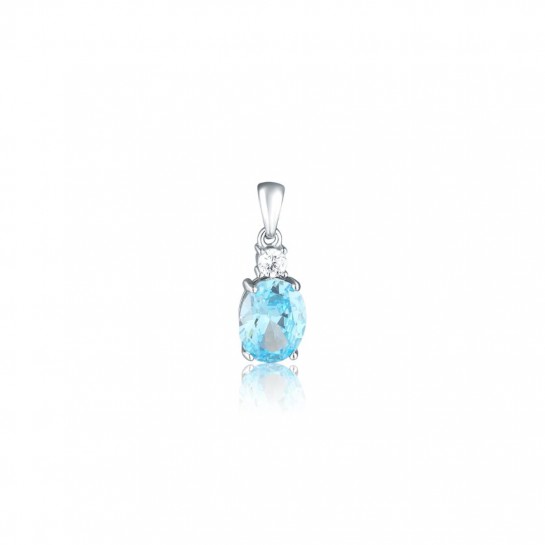 Zawieszka srebrna 925 - błękitna owalna cyrkonia