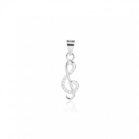 Zawieszka srebrna 925 klucz wiolinowy z cyrkoniami