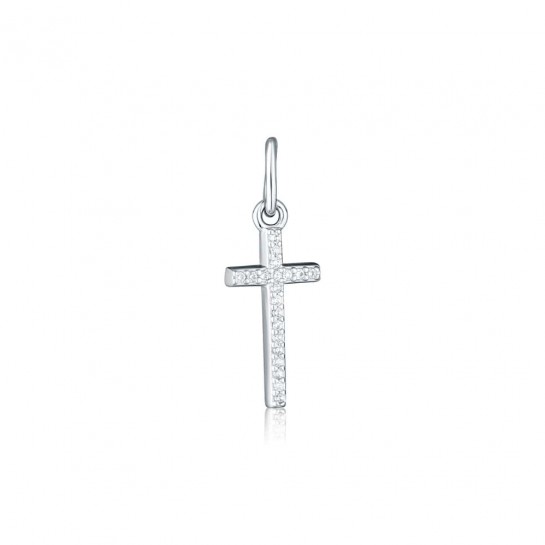 Zawieszka srebrna 925 - krzyżyk z cyrkoniami 19 mm