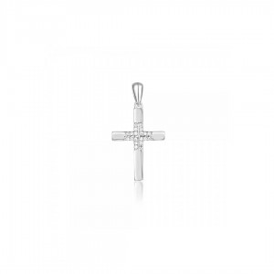 Zawieszka srebrna 925 - krzyżyk z cyrkoniami w centrum