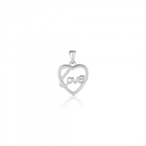 Zawieszka srebrna 925 - napis "love" w sercu
