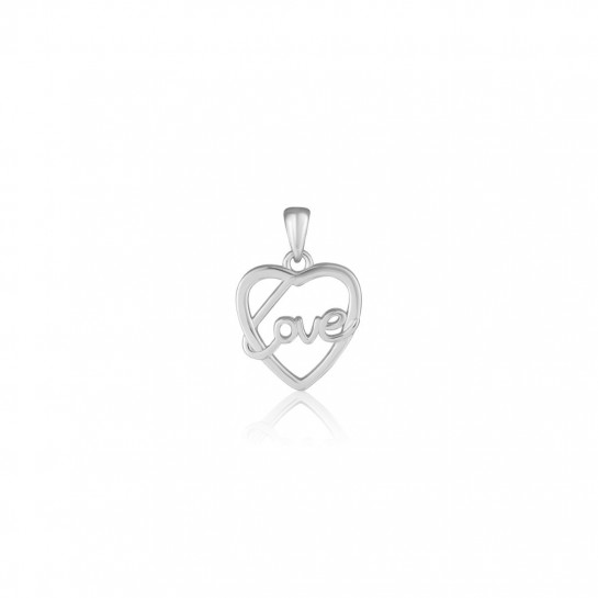 Zawieszka srebrna 925 - napis "love" w sercu