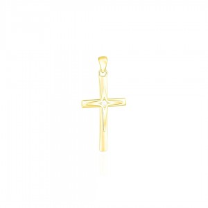 Zawieszka srebrna 925 pozłacana - krzyżyk z cyrkonią
