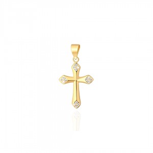 Zawieszka srebrna 925 pozłacana - krzyżyk z cyrkoniami