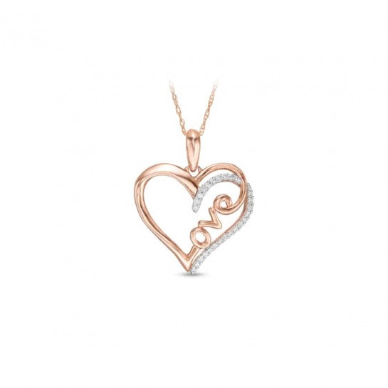 Zawieszka srebrna 925 rose gold - serce z napisem love