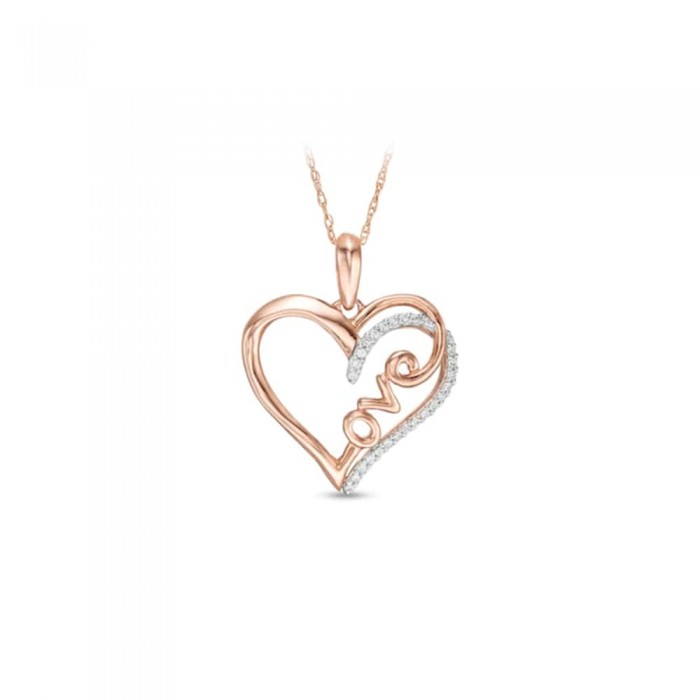 Zawieszka srebrna 925 rose gold - serce z napisem love
