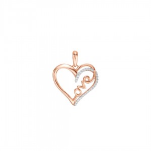 Zawieszka srebrna 925 rose gold - serce z napisem love