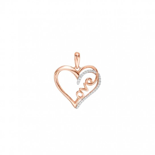 Zawieszka srebrna 925 rose gold - serce z napisem love