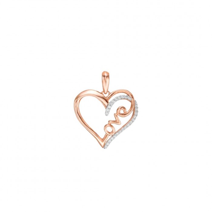 Zawieszka srebrna 925 rose gold - serce z napisem love