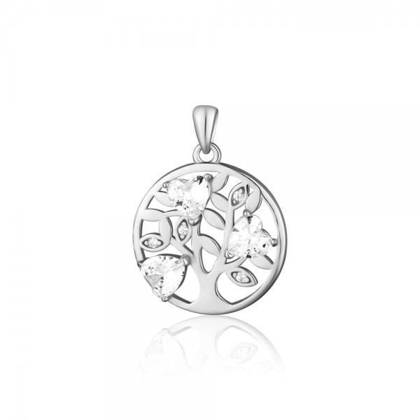Zawieszka srebrna - drzewo życia z cyrkoniami w kształcie serc