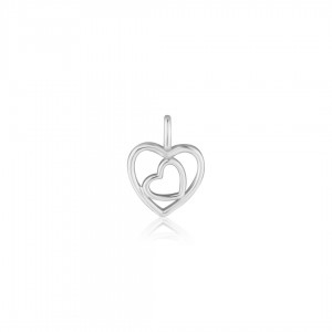 Zawieszka srebrna - dwa konturowe serca