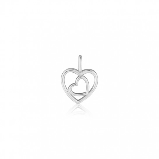 Zawieszka srebrna - dwa konturowe serca